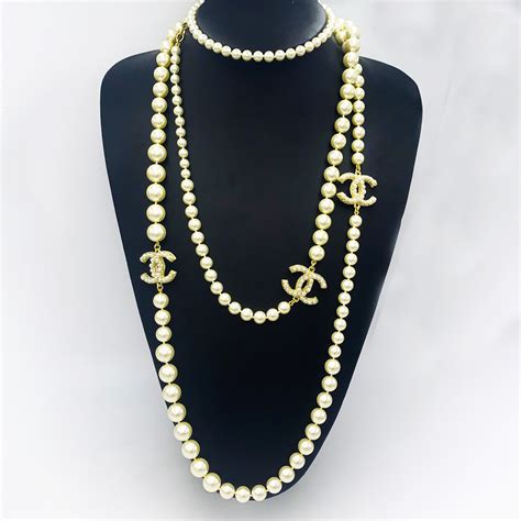 chanel pearl chain twilly|authentic chanel necklaces.